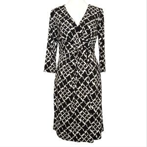 White House Black Market Faux Wrap Dress Jersey Stretch Twist Front Women's 4